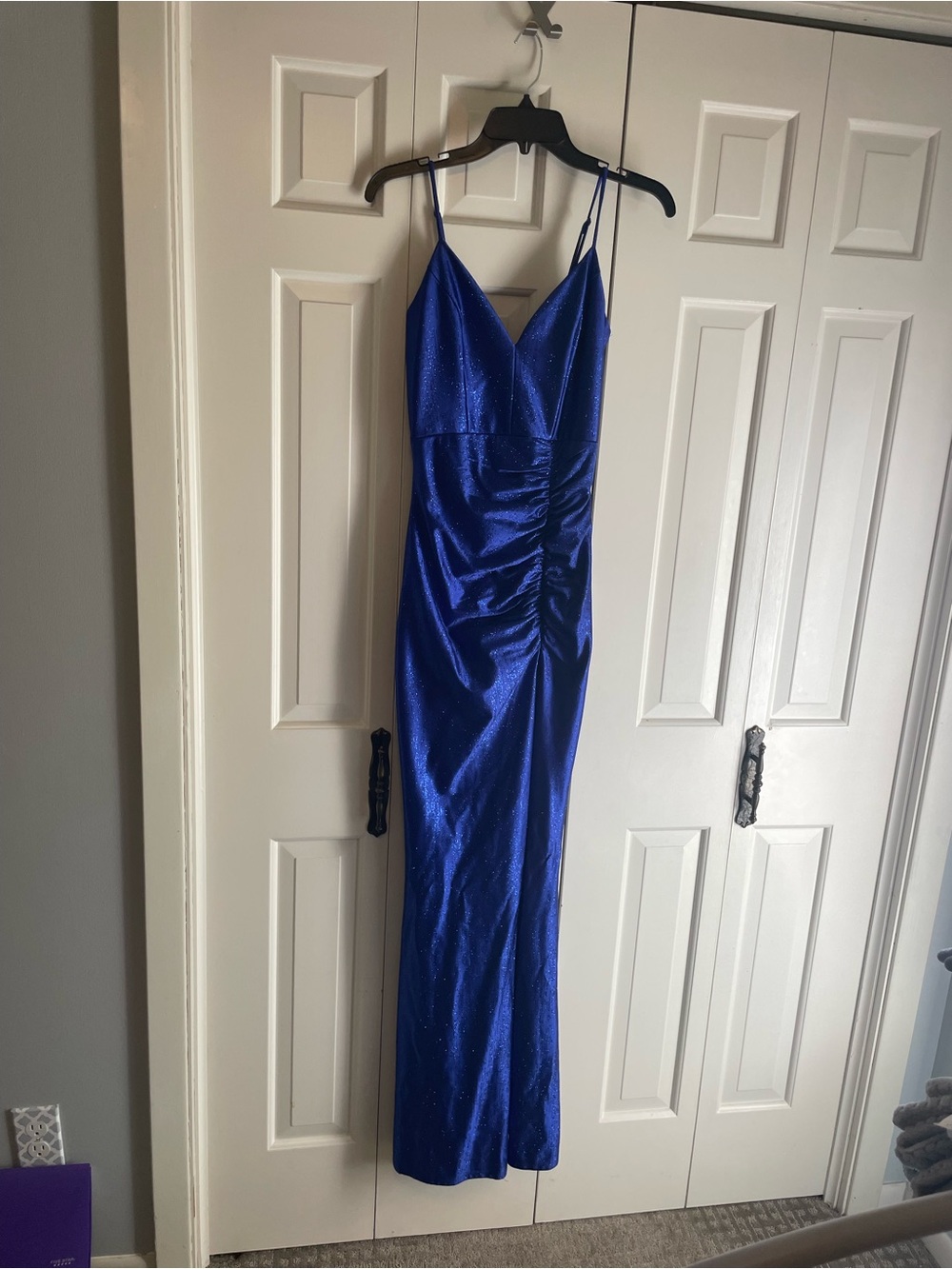 Honey and Rosie Sparkly Navy Blue Maxi Prom Dress